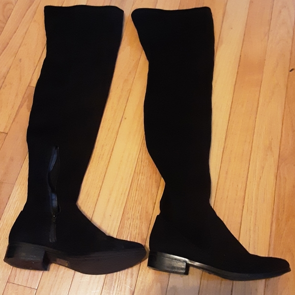 Aldo Elinna Suede OTK Stretch Boots, Black, Sz 6.5 - Picture 2 of 9